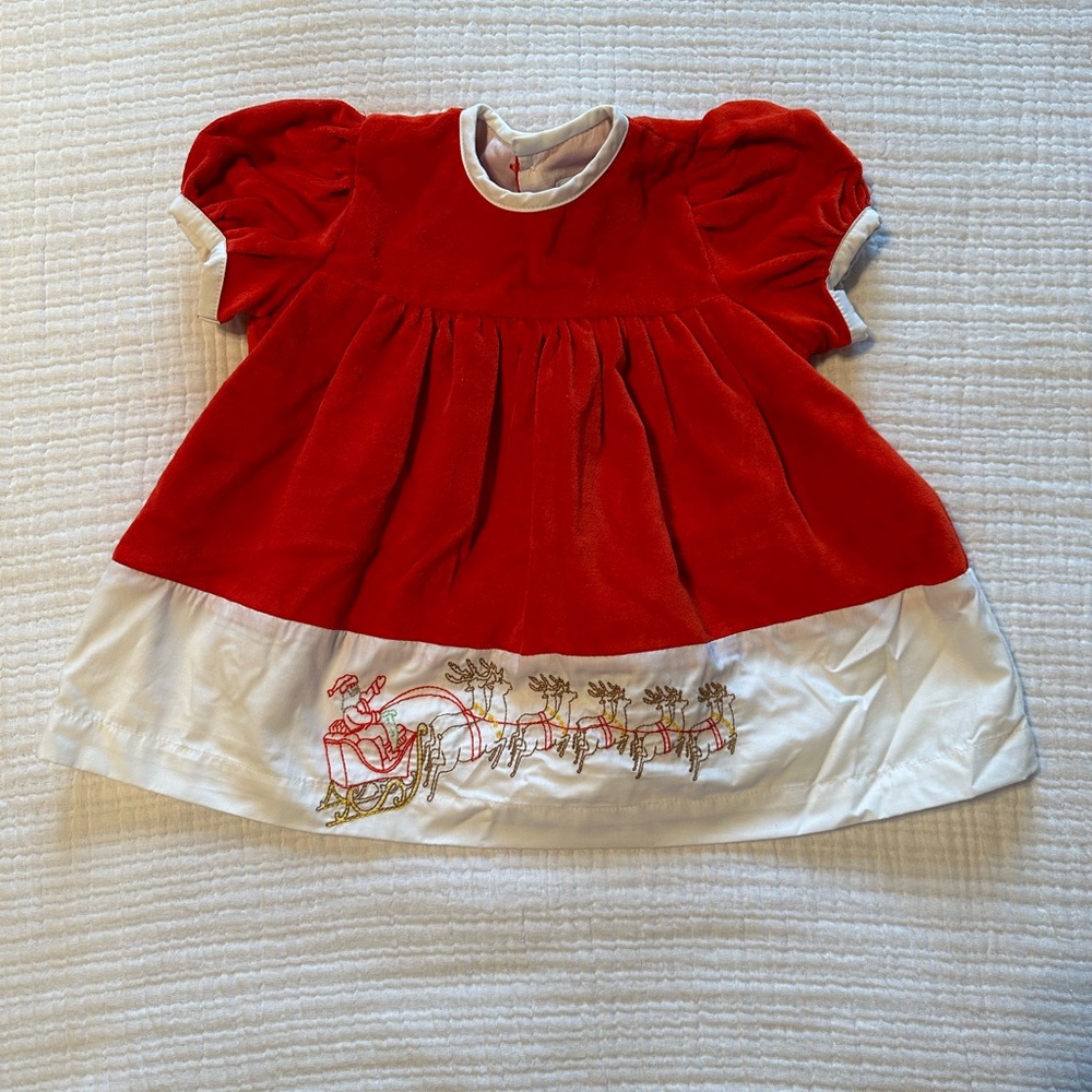 Baby girls embroidered Christmas dress. Never worn